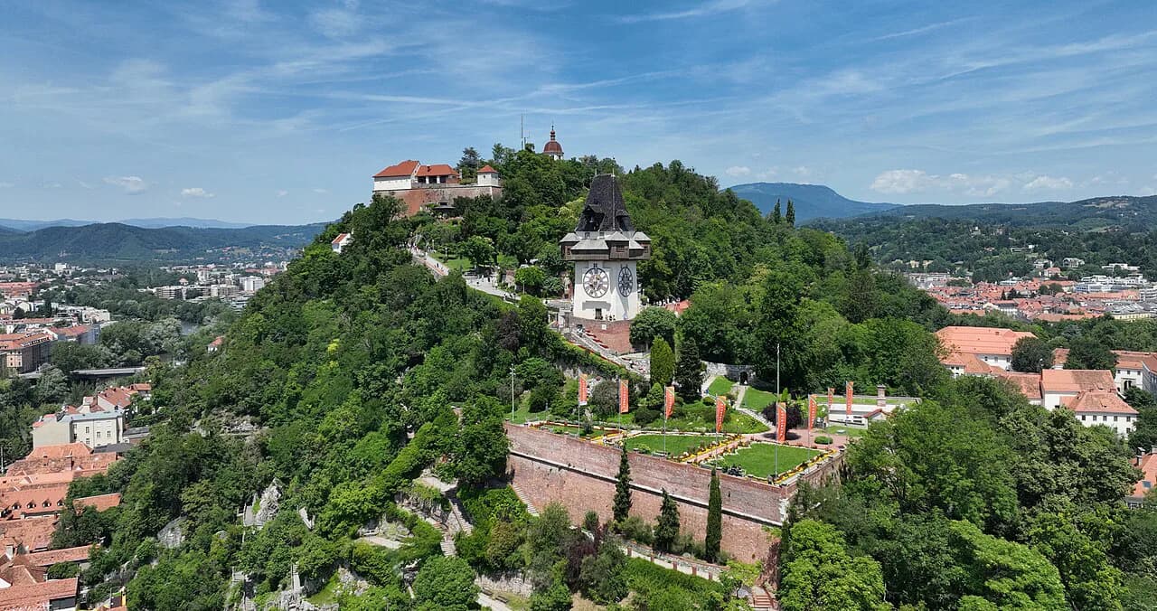 Schlossberg Graz: Funicular, Lift, Tunnels and Clock Tower Views