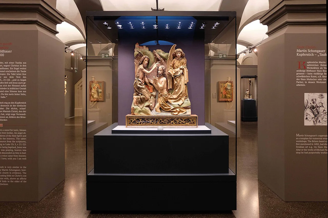 Medieval carved altar figures in the Mayer Collection at the Admont Abbey museum.