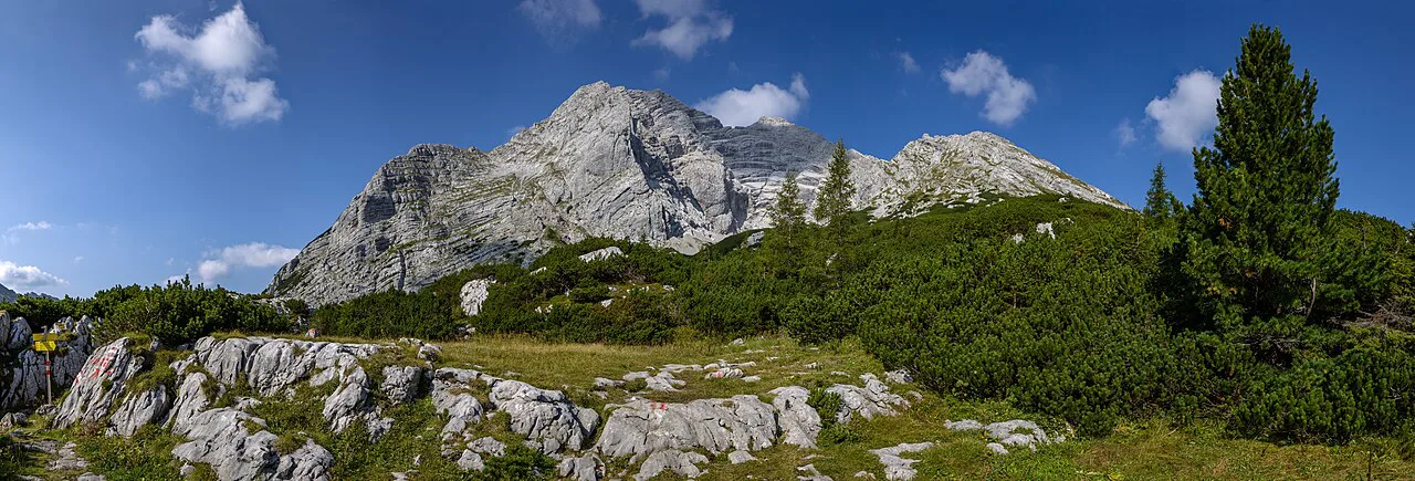 Hochtor in the Ennstal Alps seen from the Hesshütte, Gesäuse National Park.