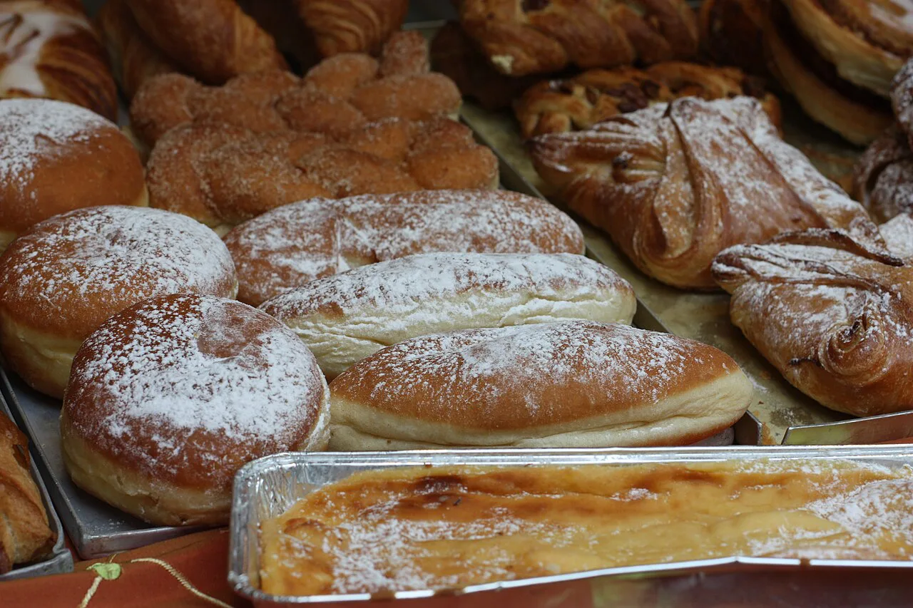 A tray of sugar-dusted pastries and cakes on display in Vienna.