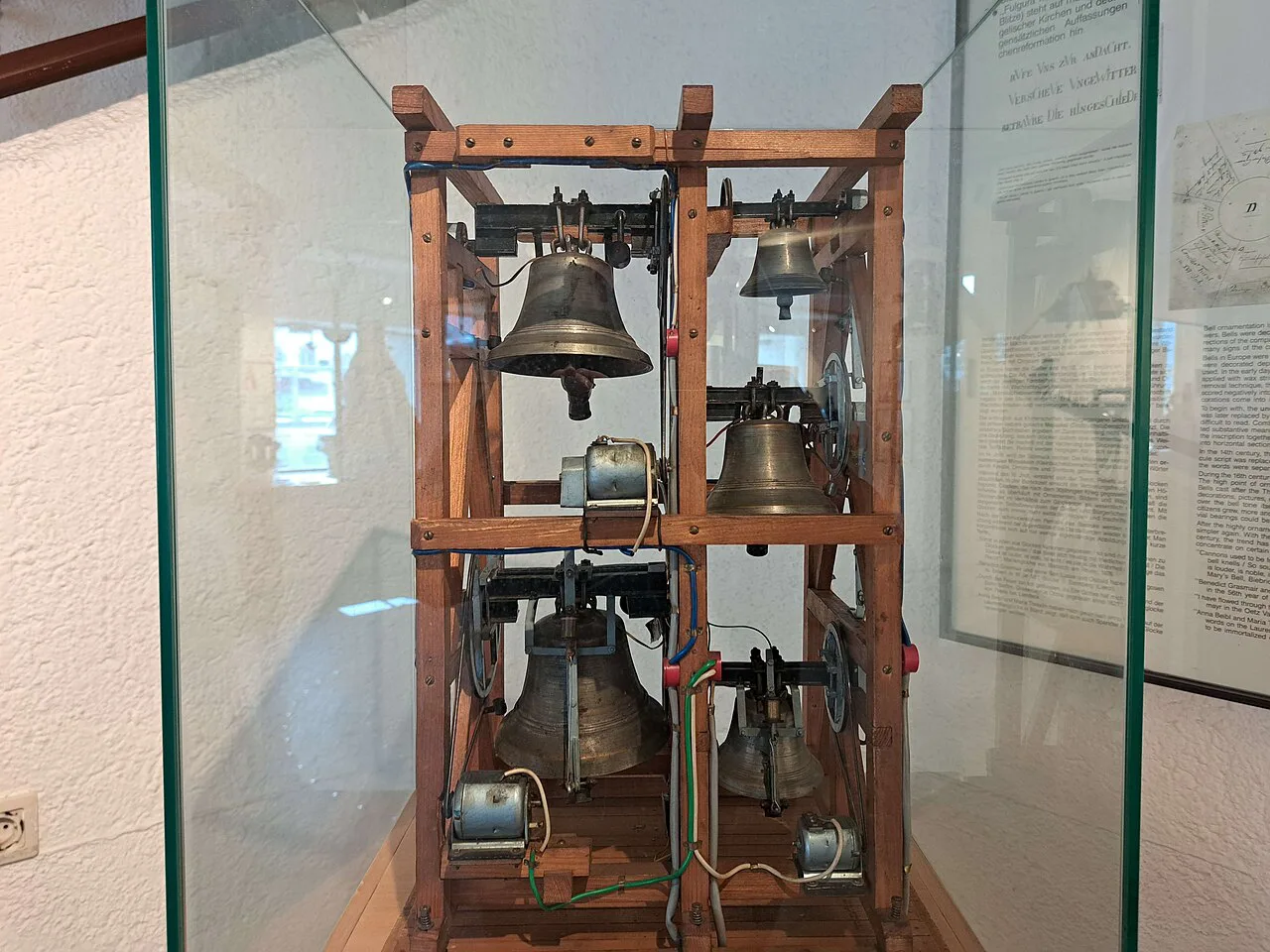 A model bell frame with five bells in the Grassmayr Bell Museum in Innsbruck.