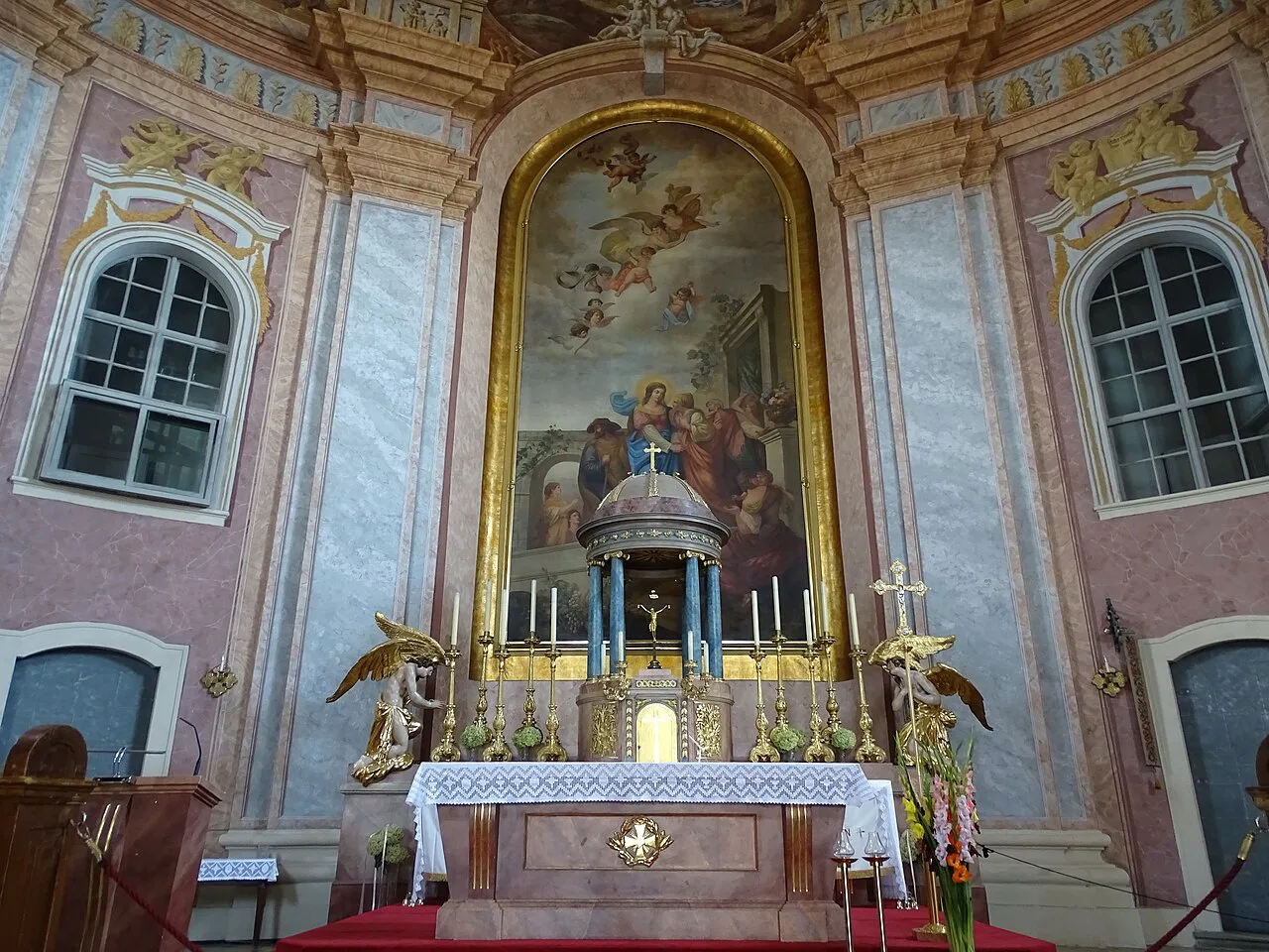 The high altar of the Bergkirche in Eisenstadt.