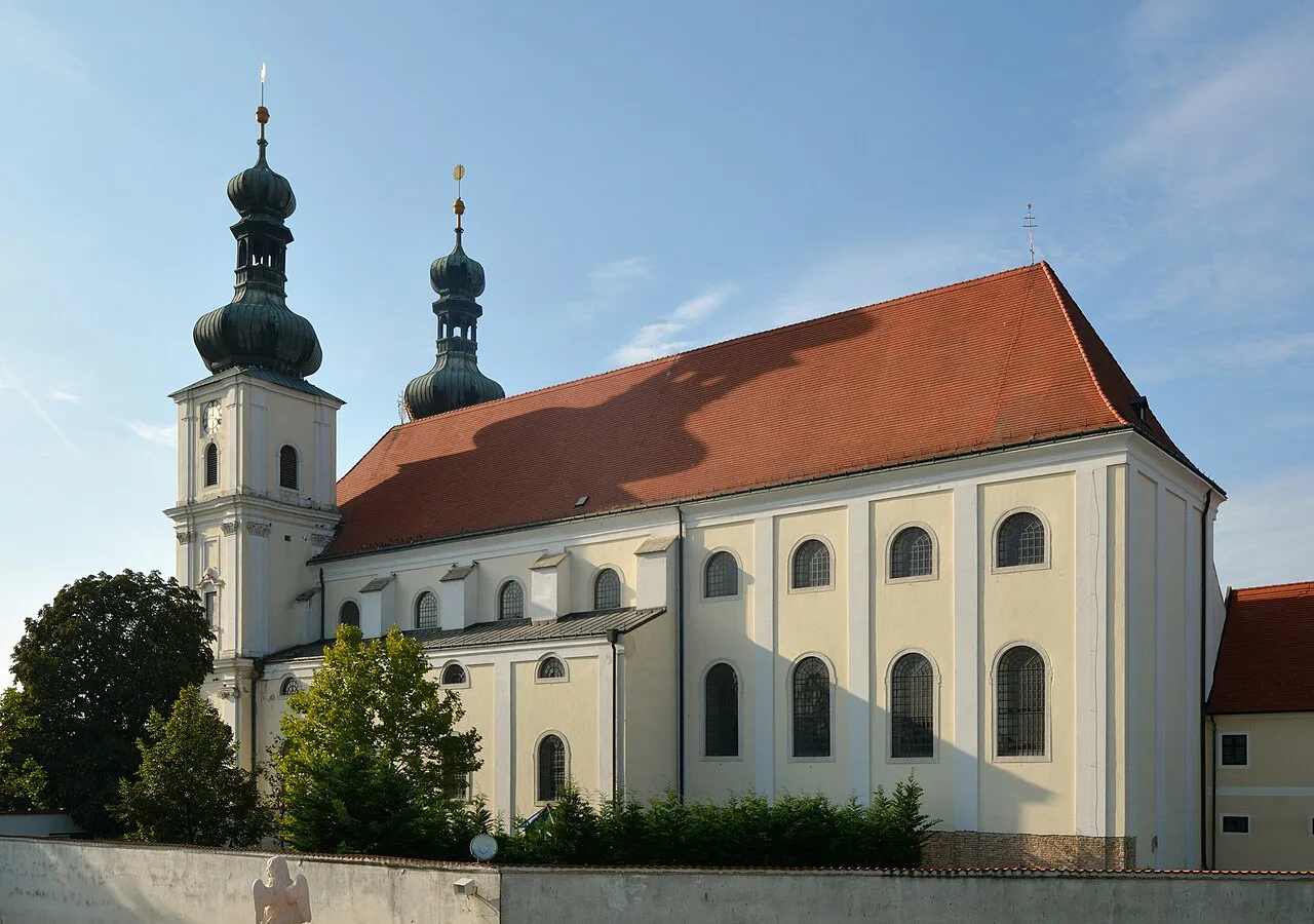 Frauenkirchen's basilica seen from the Calvary.