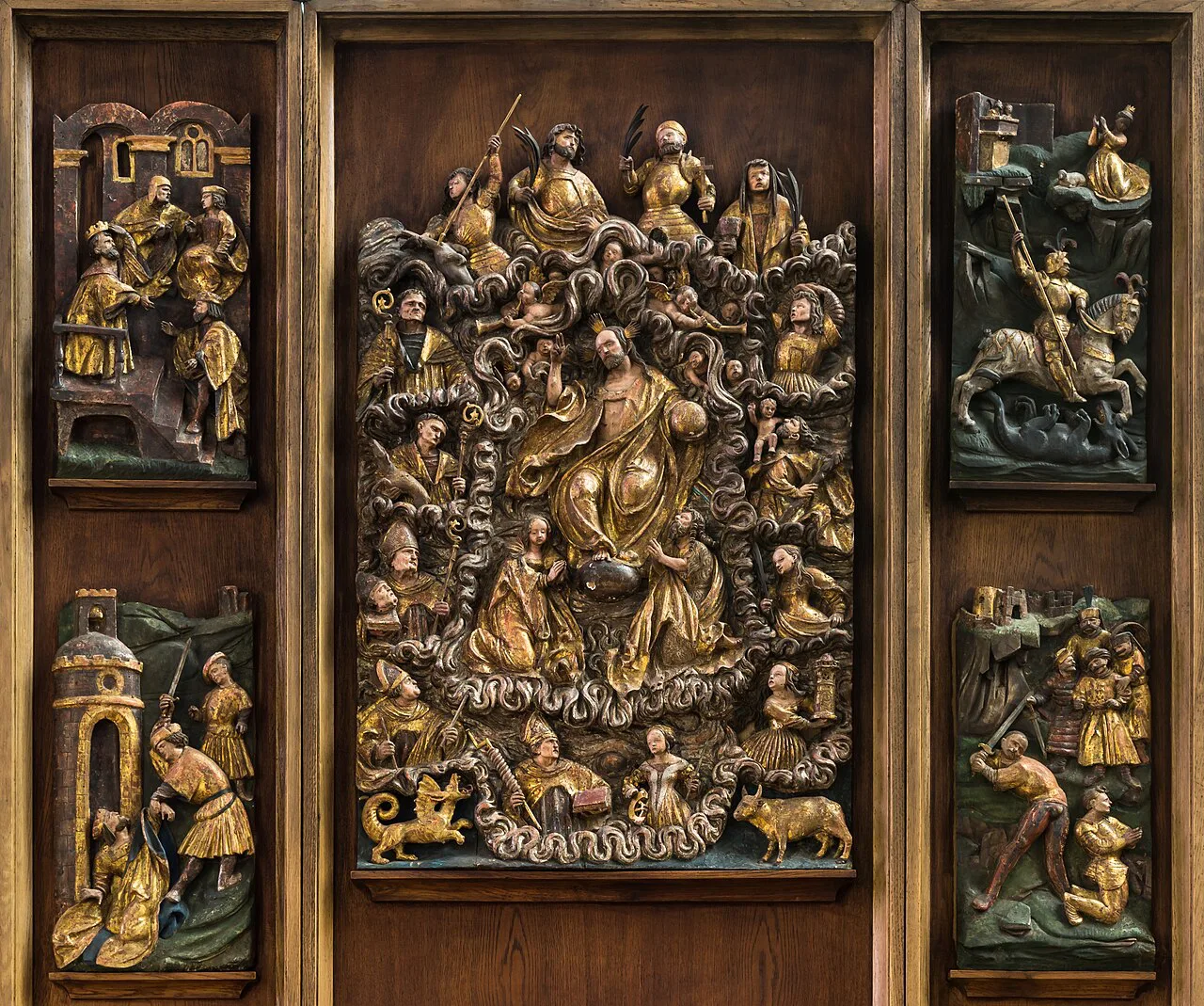 The carved Altar of the Holy Helpers in Freistadt parish church.