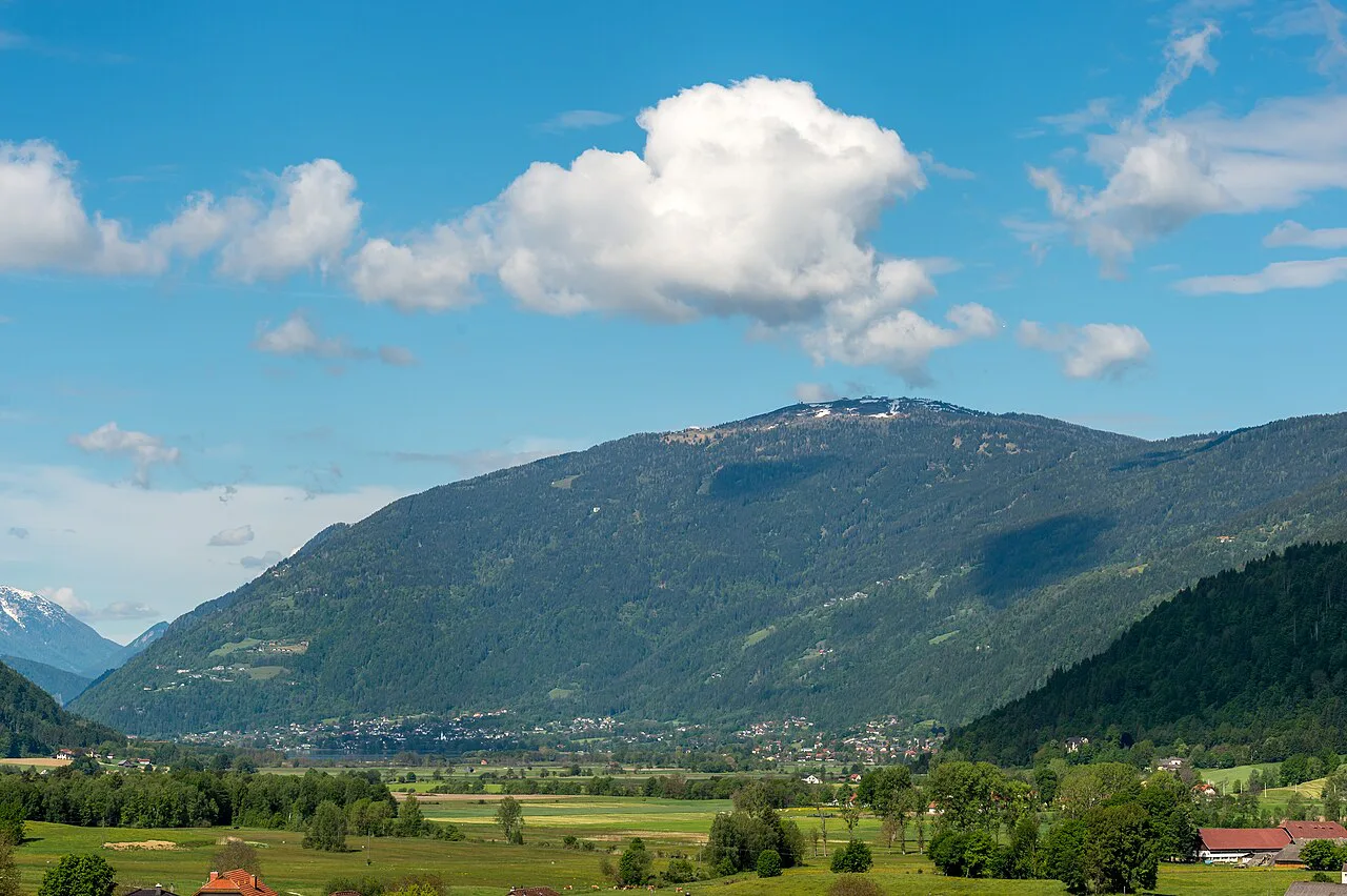 The Gerlitzen rising above the Bleistätter Moor near Ossiach.