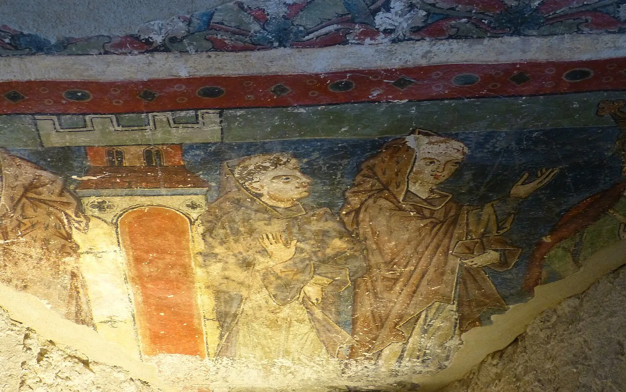 Medieval wall paintings in the Hall of Frescos at the Gozzoburg in Krems.