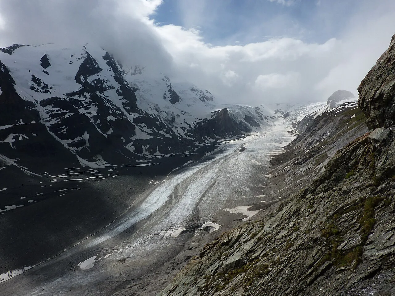 The Pasterze Glacier below the Grossglockner in the Hohe Tauern National Park.