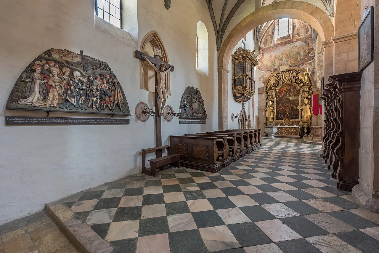 The northern side aisle of Gurk Cathedral looking east.