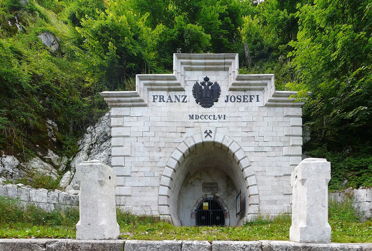 Entrance to the Kaiser Franz Josef adit of the Hallstatt salt mine, built in 1856.
