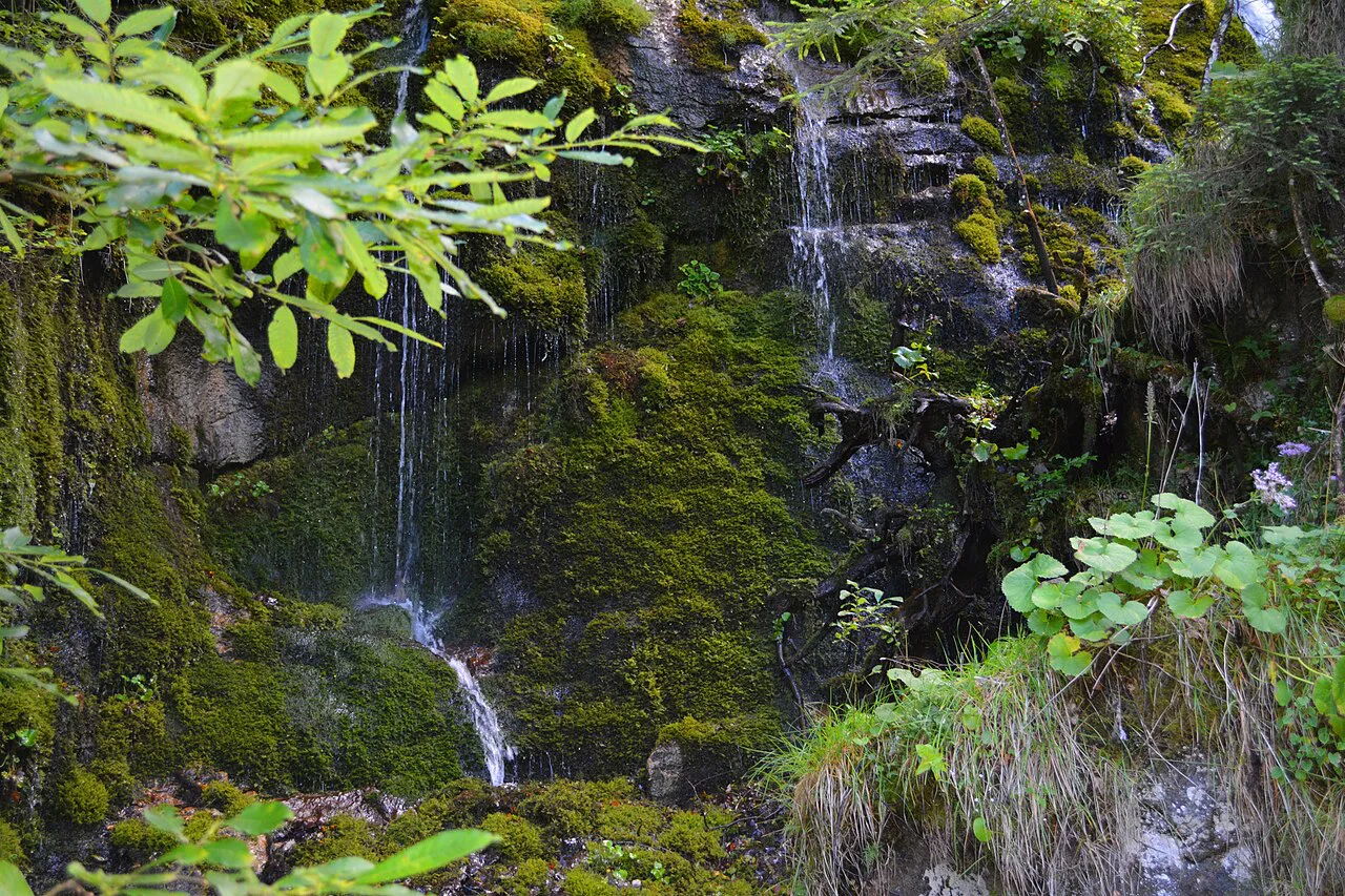 The Waldbachstrub waterfall in the Echern valley near Hallstatt.