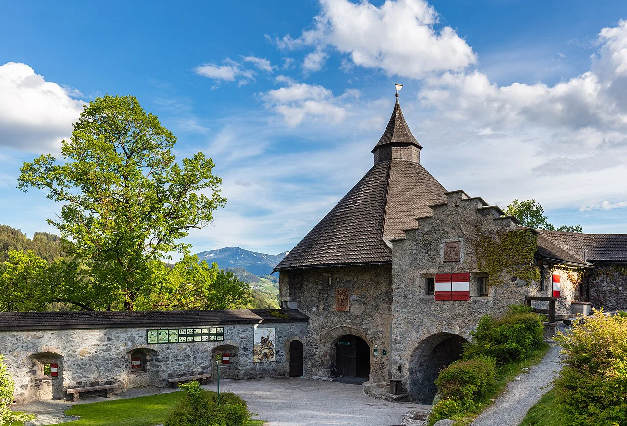 A stone gate building at Hohenwerfen Castle, Werfen.