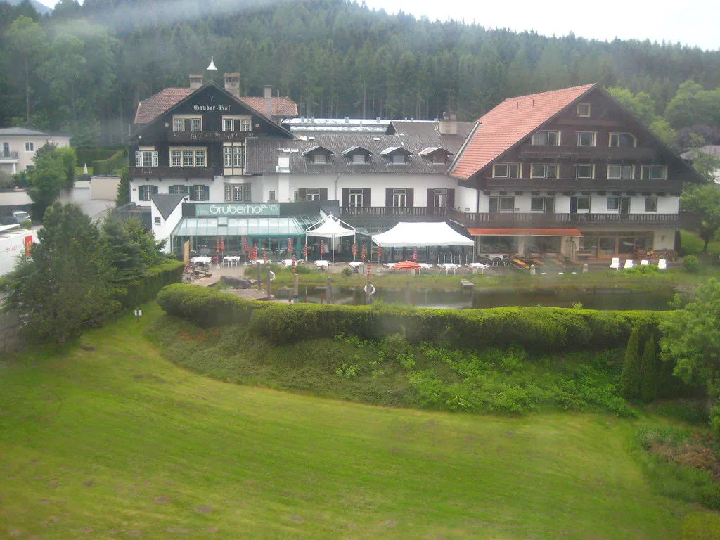 A hotel set in green lawns at Igls, above Innsbruck.