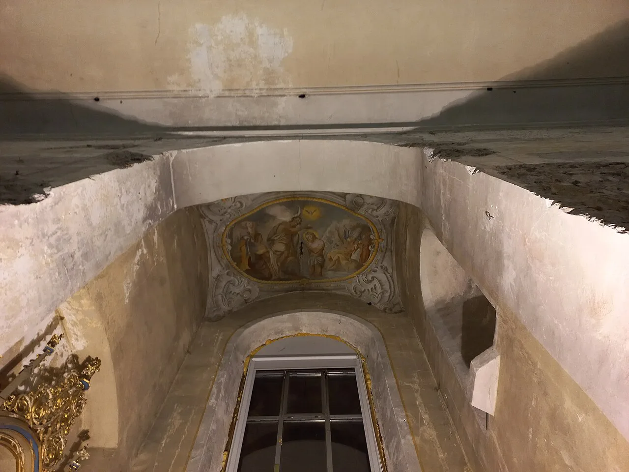 A painted vault fresco inside the Johanniterkirche in Feldkirch.