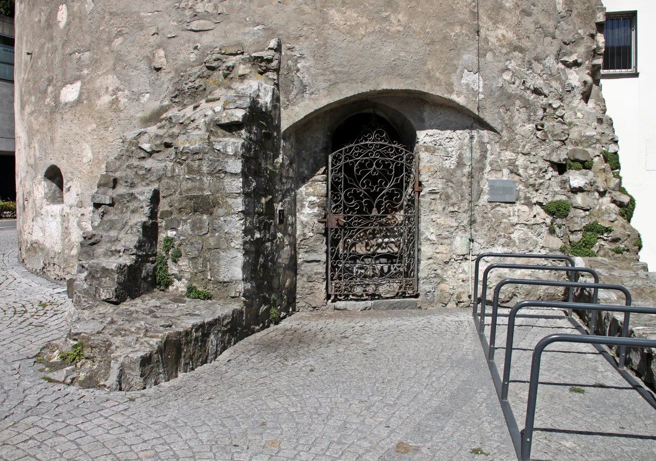 The stone entrance to the Katzenturm off Herrengasse in Feldkirch.