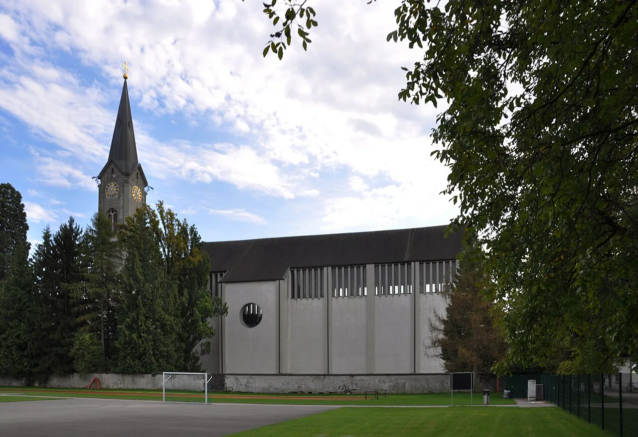 The abbey church of Mehrerau in Bregenz, seen from the side.