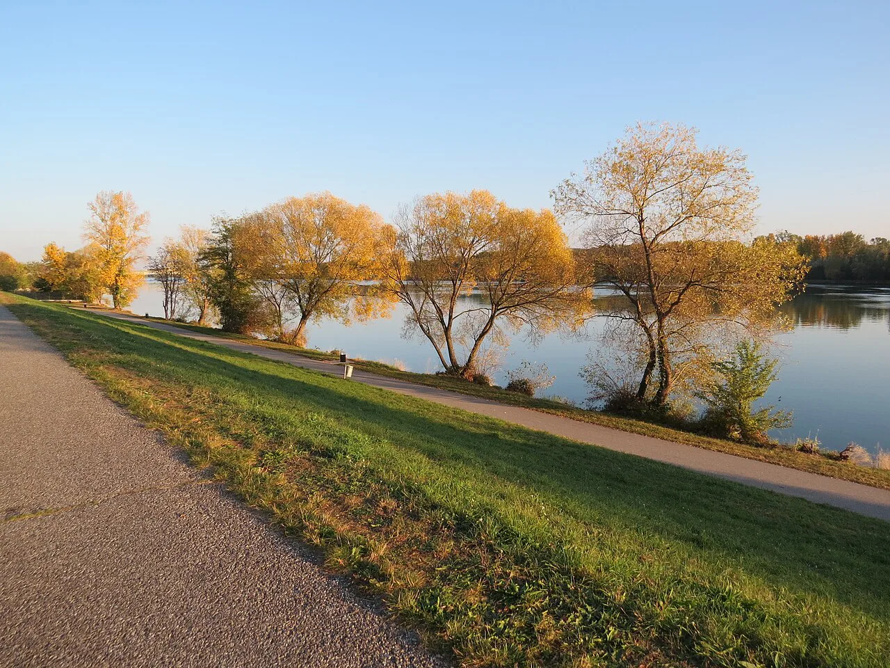 A riverside path along the Danube at Krems in autumn.