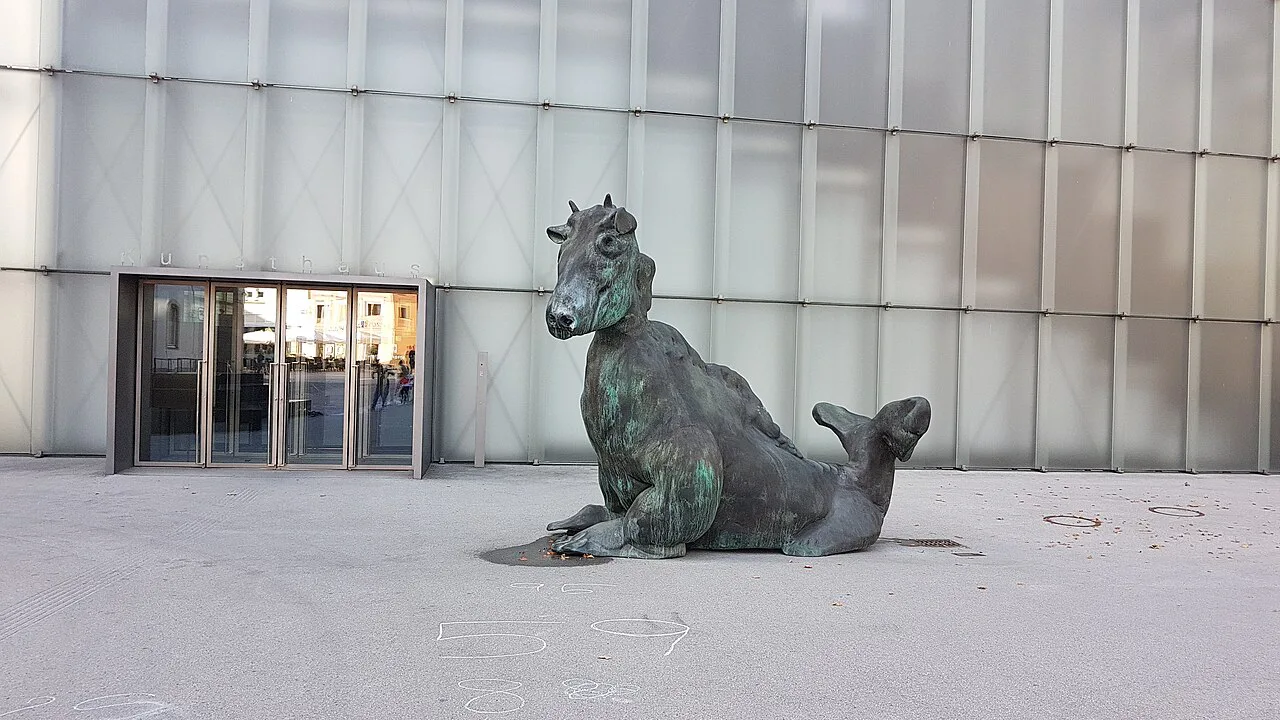 Thomas Schütte's dragon sculpture outside the Kunsthaus Bregenz.