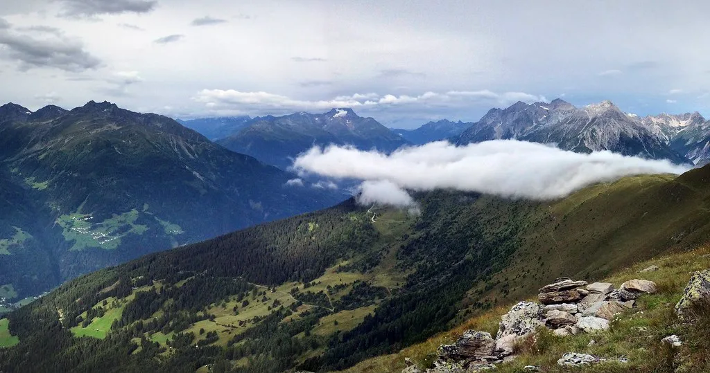 Mountains and green valleys at Zams, next to Landeck in Tyrol.