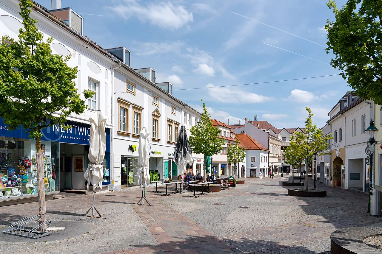 The pedestrianised Hauptstraße in Eisenstadt's historic centre.