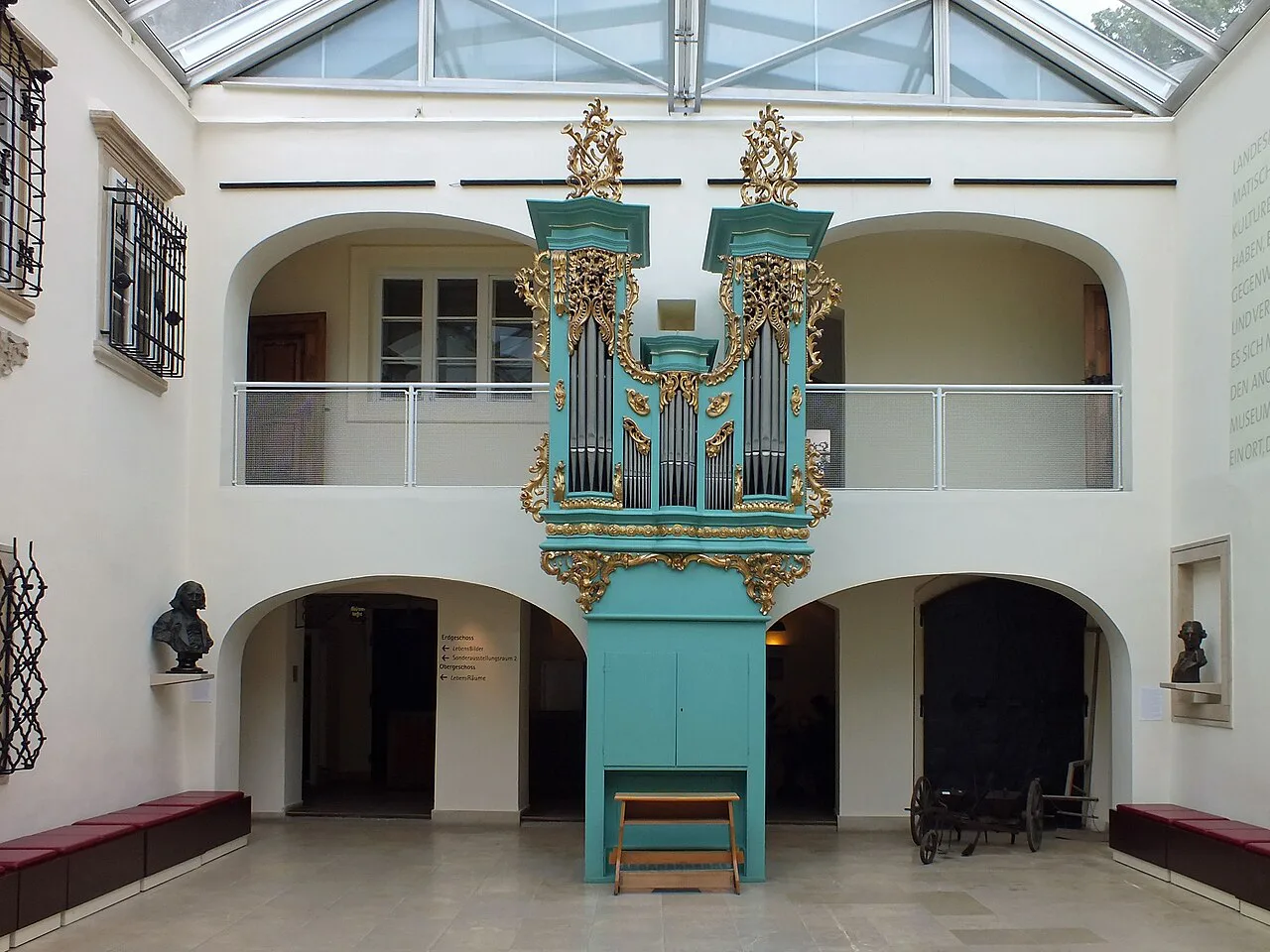 The Haydn organ displayed in the Landesmuseum Burgenland in Eisenstadt.