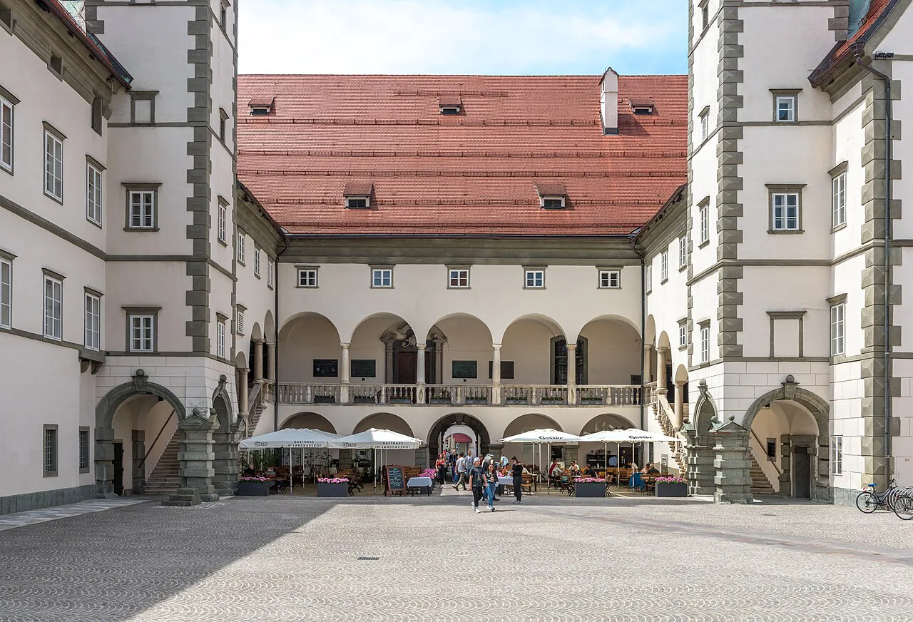 The arcaded courtyard of the Landhaus in Klagenfurt.