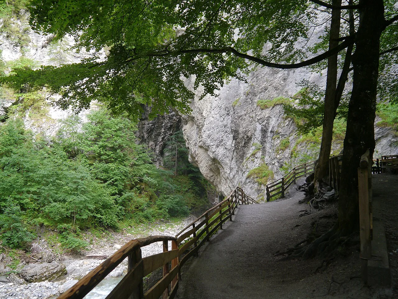 A wooden walkway along the Liechtensteinklamm gorge.