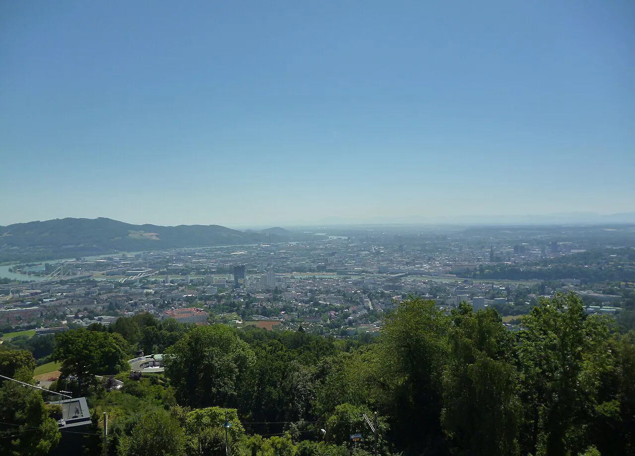 View from the Pöstlingberg over Linz and the Danube valley.