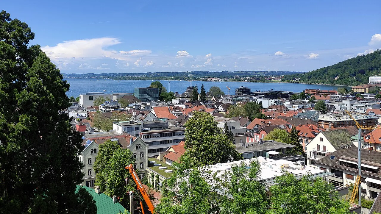 Bregenz and Lake Constance seen from the Martinsturm.