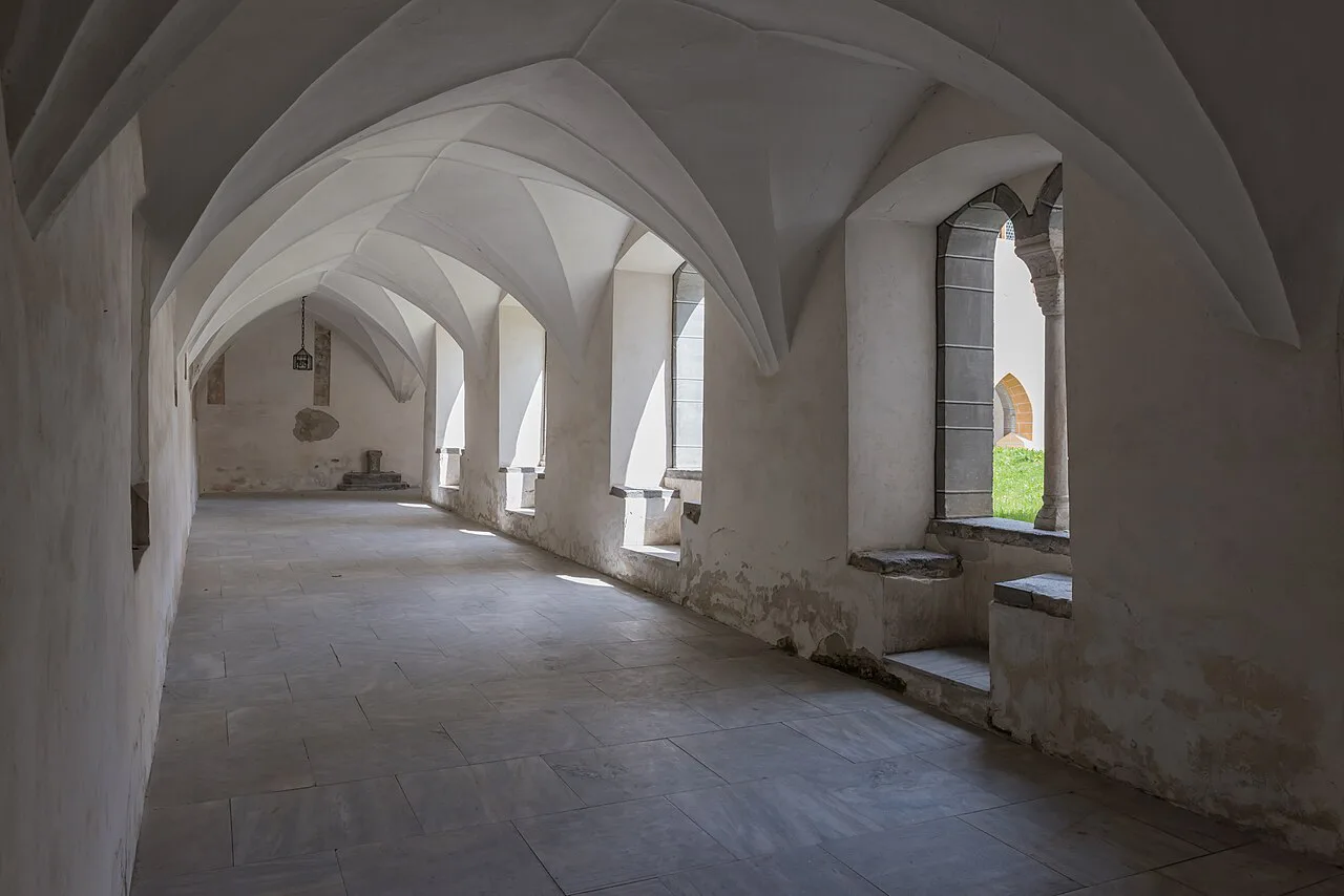 The vaulted Romanesque cloister of the former Benedictine abbey in Millstatt.