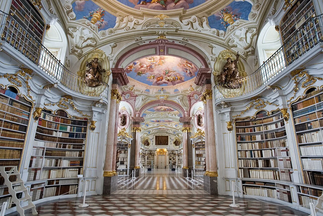 The baroque library hall of Admont Abbey.