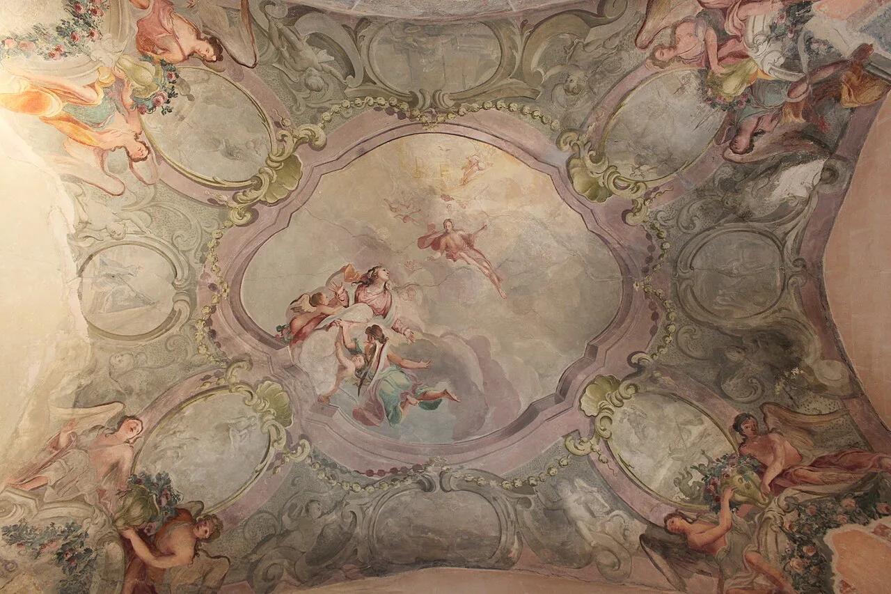 Painted vaulting inside the former Dominican church in Krems.
