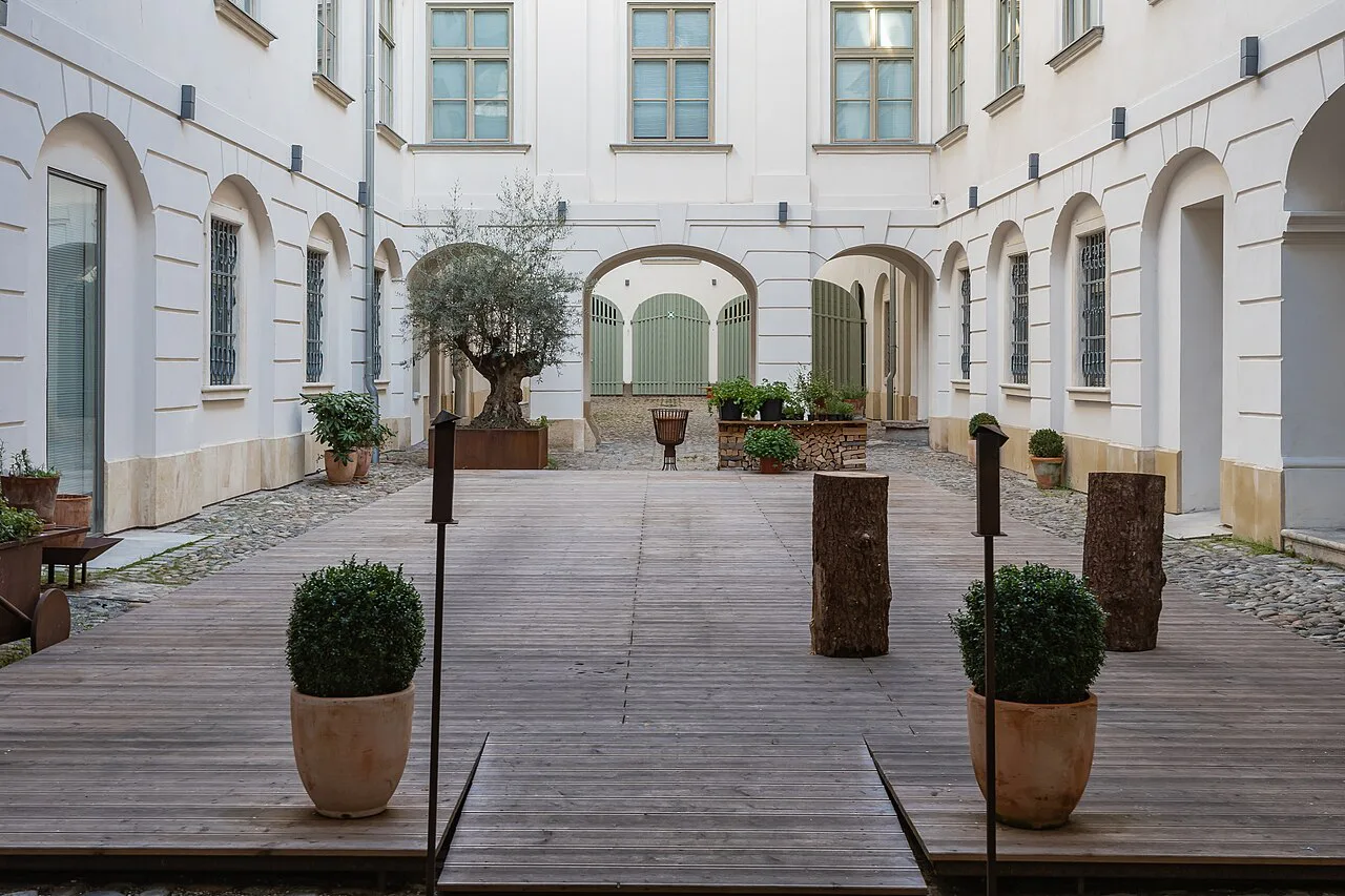 The courtyard of the Graz Museum in Herberstein Palace.