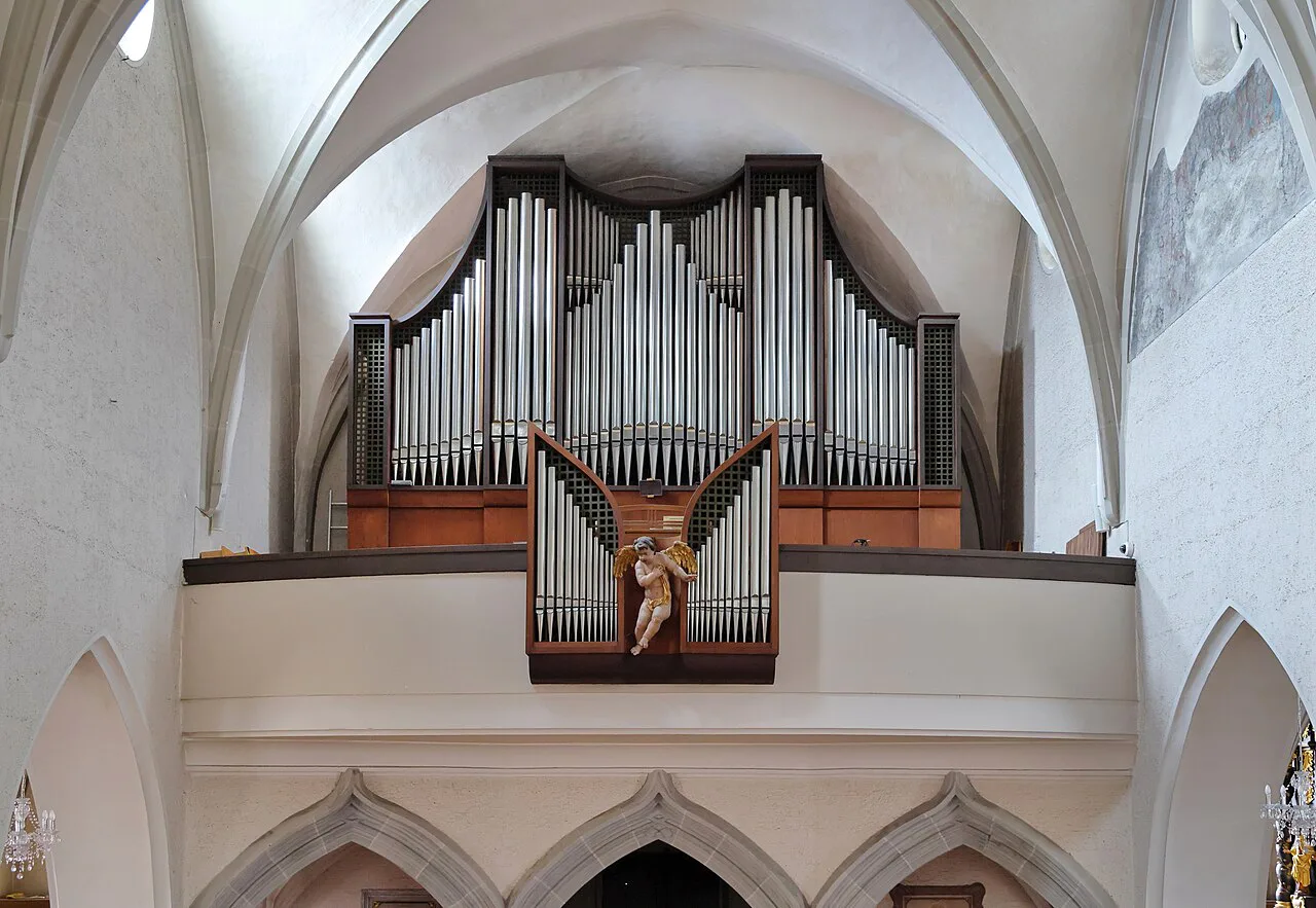 The organ gallery of the parish church in Gmunden.
