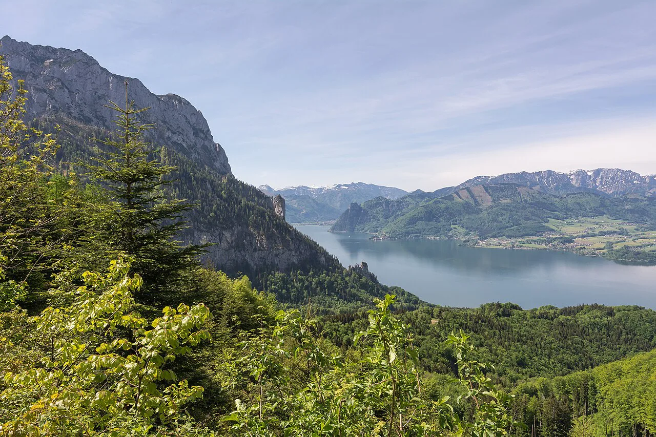 The Traunsee seen from the wooded slopes of the Traunstein above Gmunden.