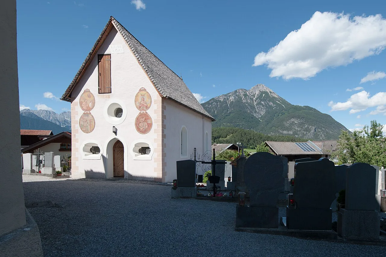 The painted mortuary chapel (Totenkapelle) in Arzl im Pitztal.