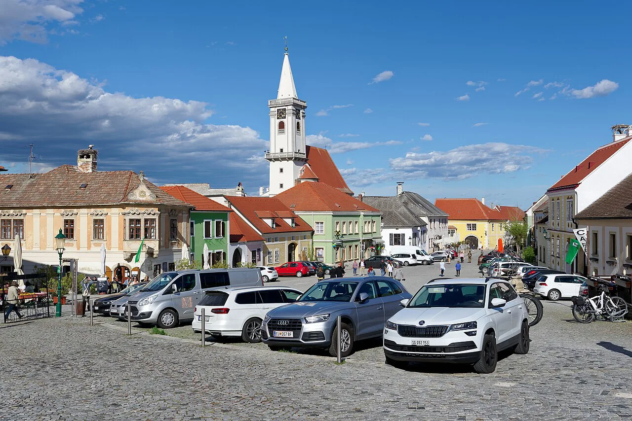 Holy Trinity Church and the Rathausplatz in Rust, Burgenland.