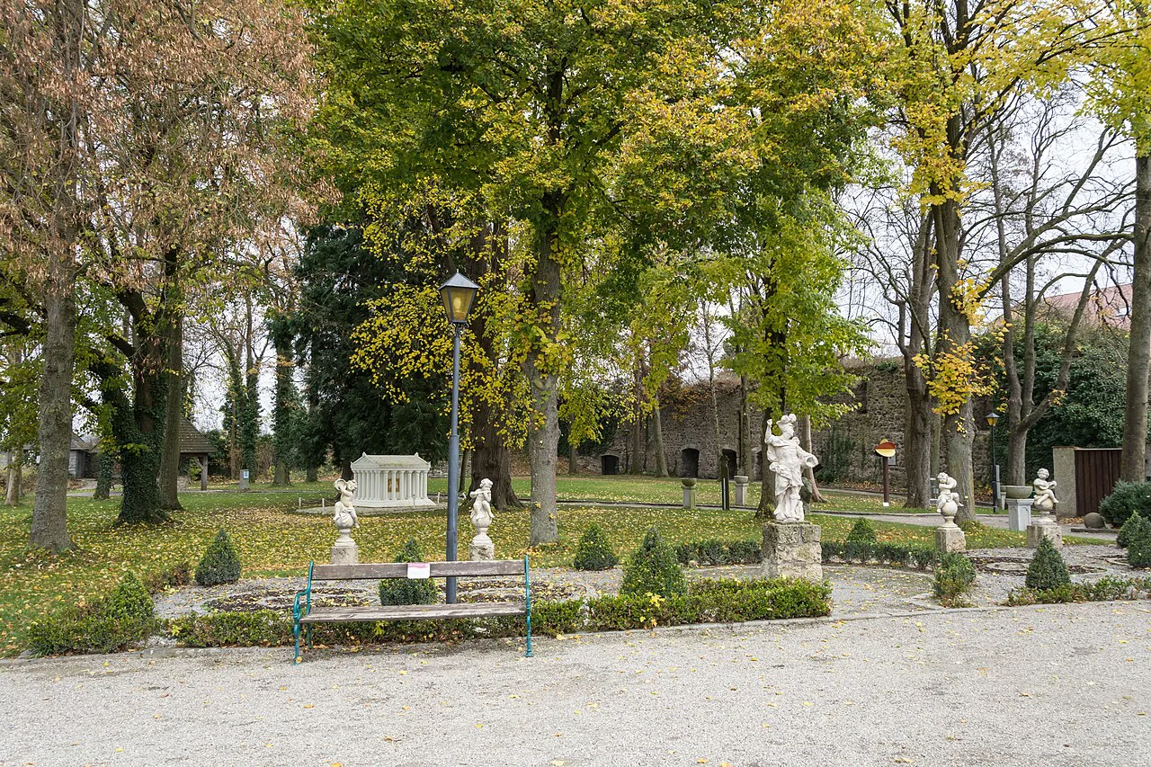 The Burghof park within the walls of Schärding's former castle.