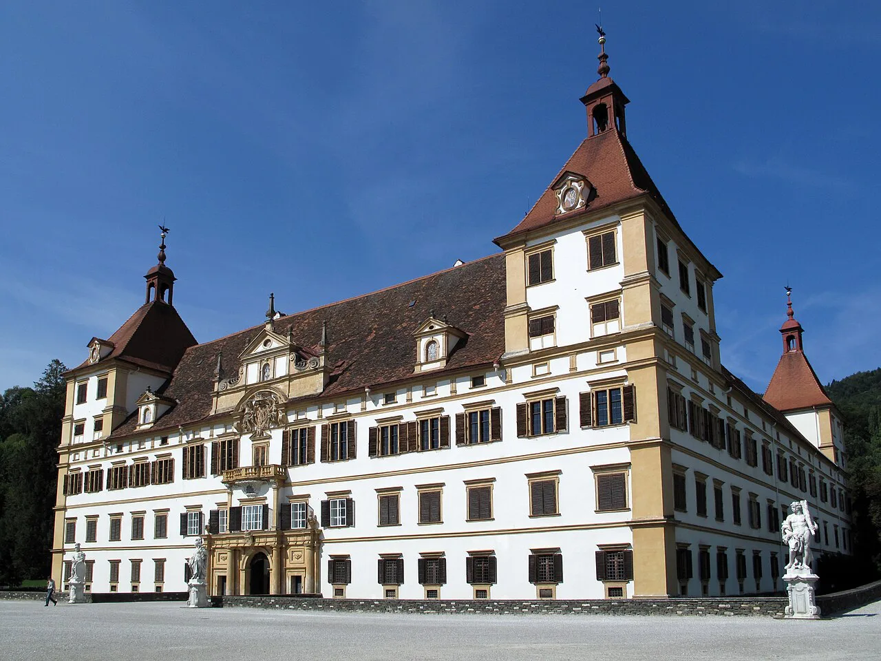 Eggenberg Palace and its corner towers in Graz.