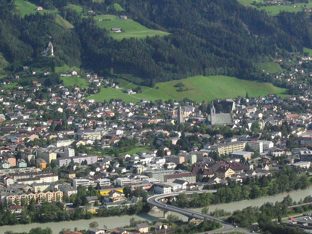 Schwaz in Tyrol seen from the north-east.