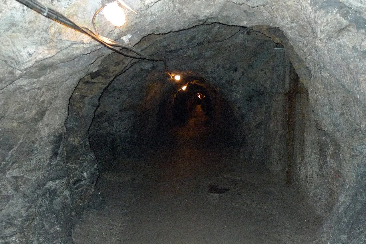 A tunnel in the former mine of the Seegrotte in Hinterbrühl.