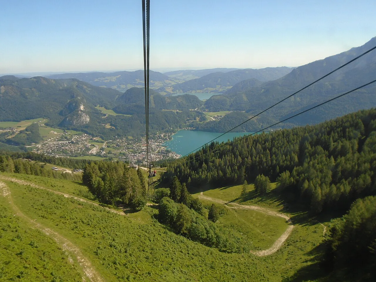 St. Gilgen and the Wolfgangsee seen from the Zwölferhorn cable car.