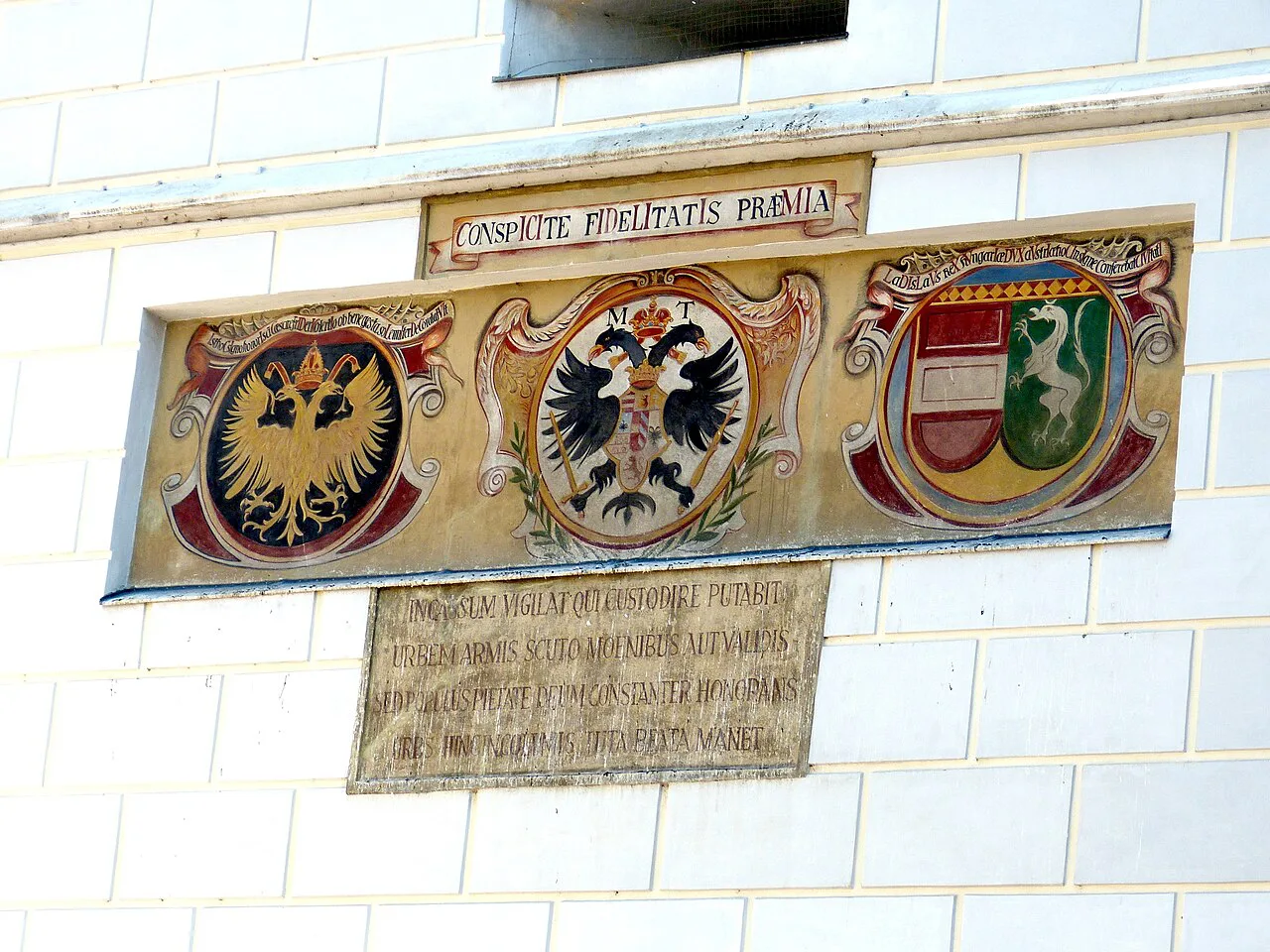 Painted coats of arms on the Steiner Tor in Krems.