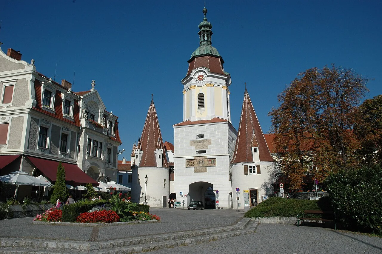 The Steiner Tor gate tower with its corner turrets in Krems.