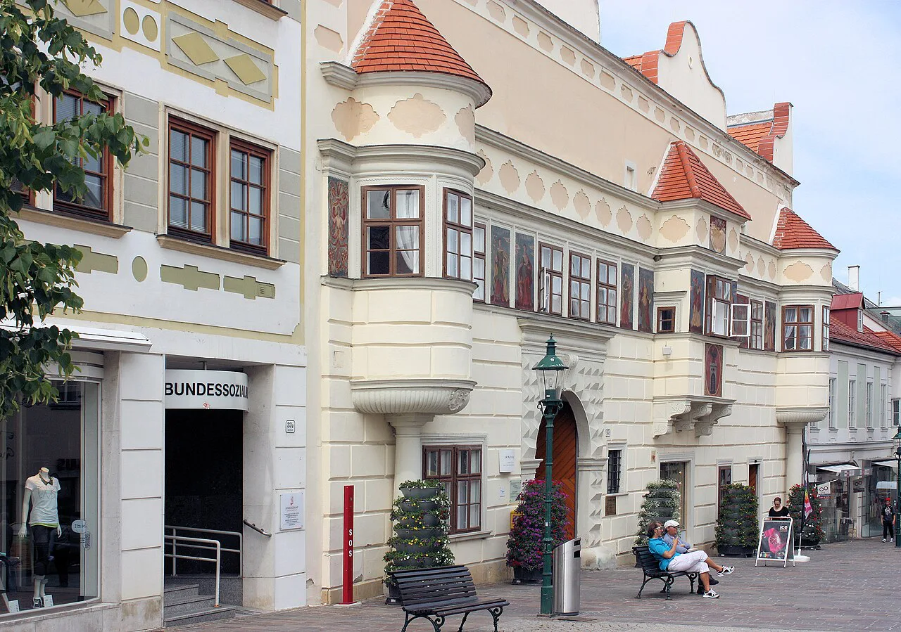 Eisenstadt's town hall with its bay windows and gables.