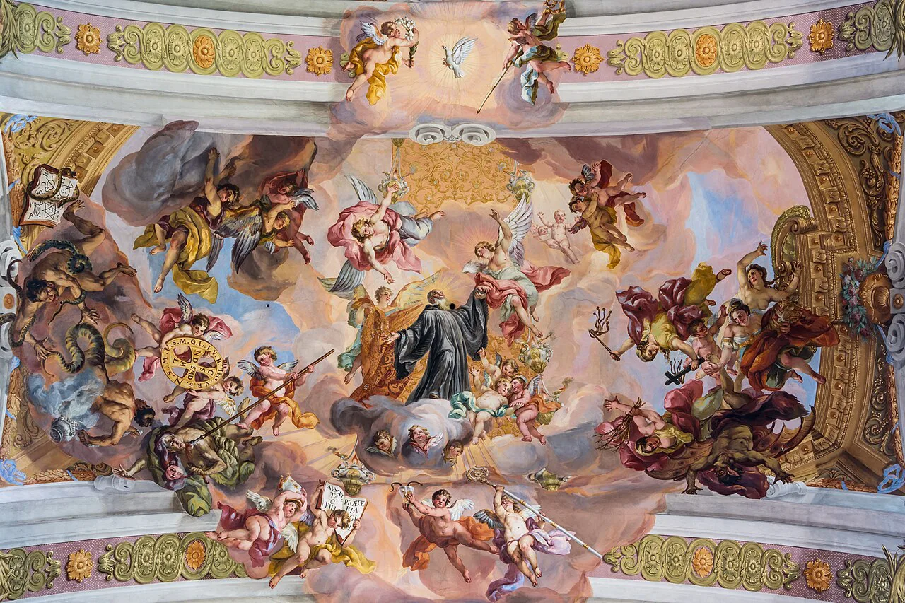 Johann Michael Rottmayr's ceiling fresco in the nave of Melk Abbey church.