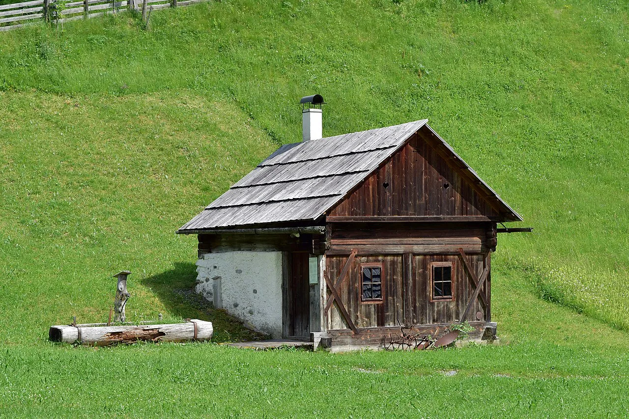 A traditional wash and smoke hut (Selchhütte) at the Wurzerhof farm in Außervillgraten, East Tyrol.