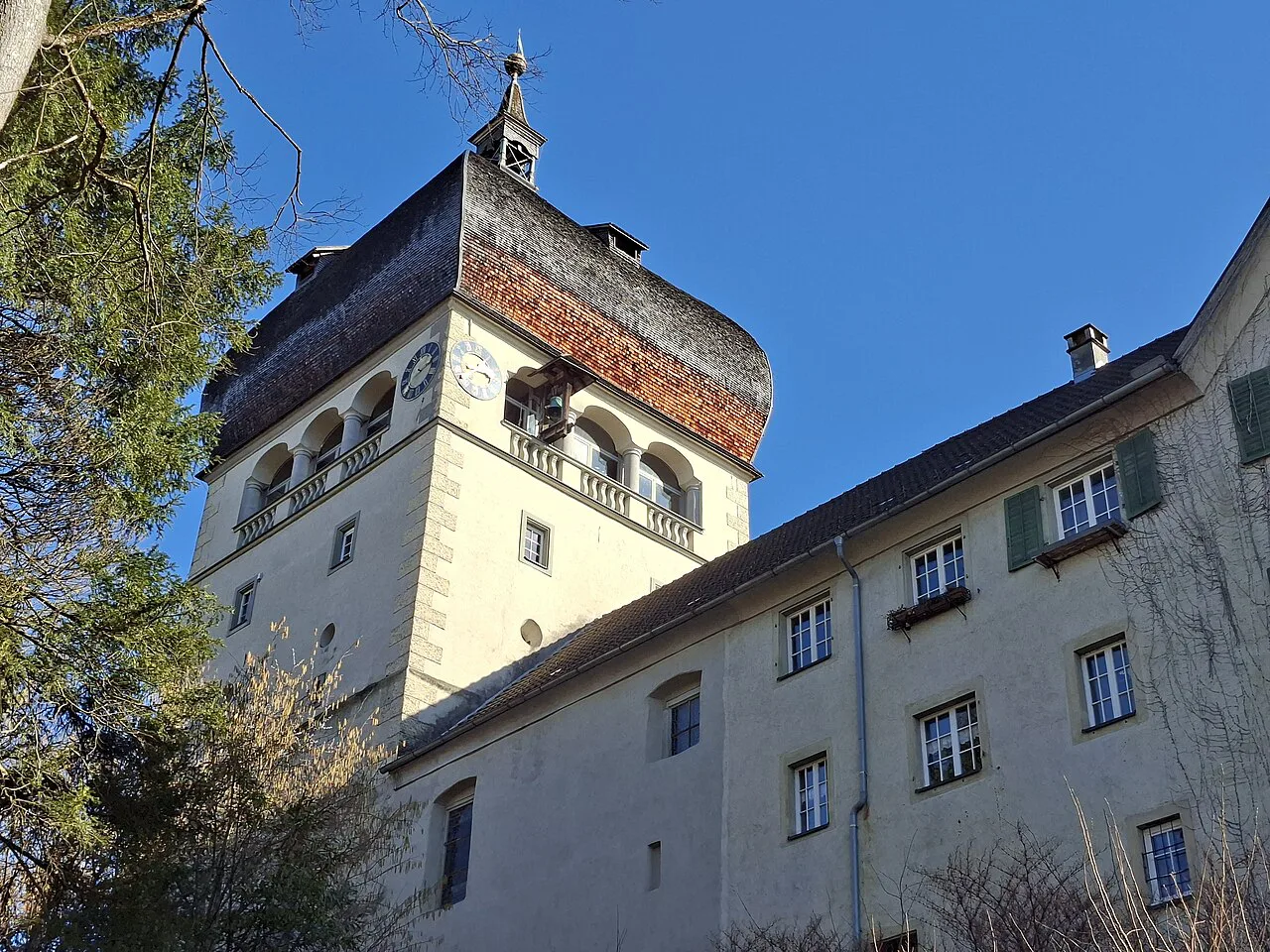 The Martinsturm with its onion-shaped roof in Bregenz's Upper Town.
