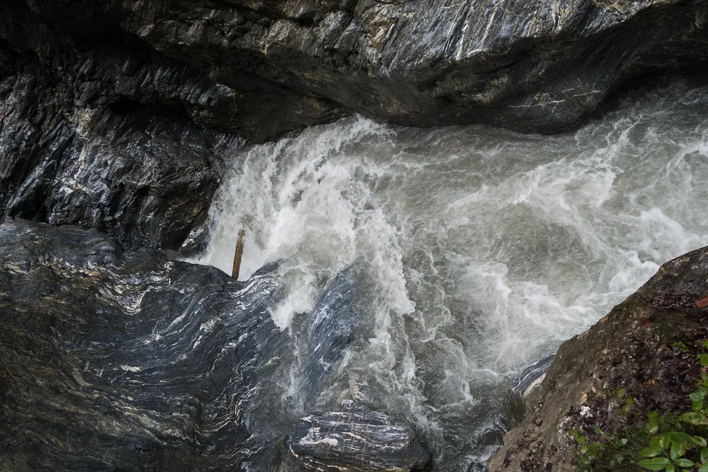 White water churning through the Liechtensteinklamm gorge in Austria.