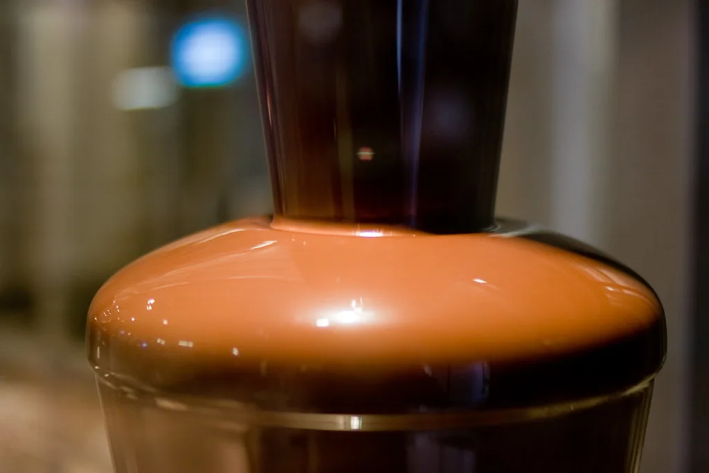 A chocolate fountain at the Zotter chocolate factory in Styria.